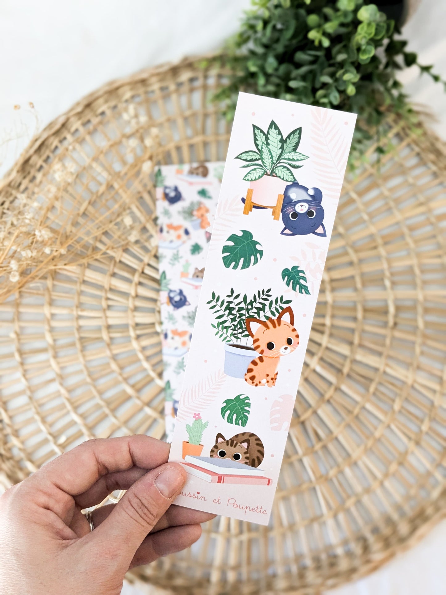 Marque-Pages Chats et Plantes Rose - Poussin et Poupette