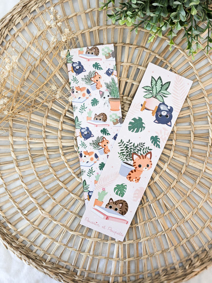 Marque-Pages Chats et Plantes Rose - Poussin et Poupette