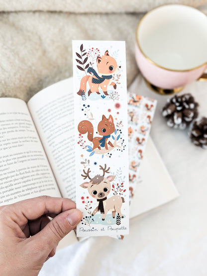 Marque-Pages Hiver Blanc- Poussin et Poupette